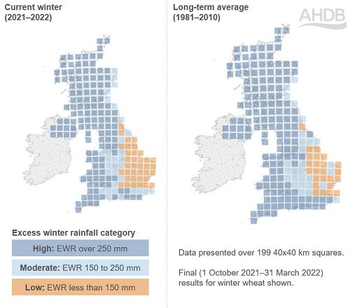 Excess winter rainfall maps for 2021-22